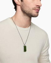 Chevron Tag in Sterling Silver with Nephrite Jade, 42mm